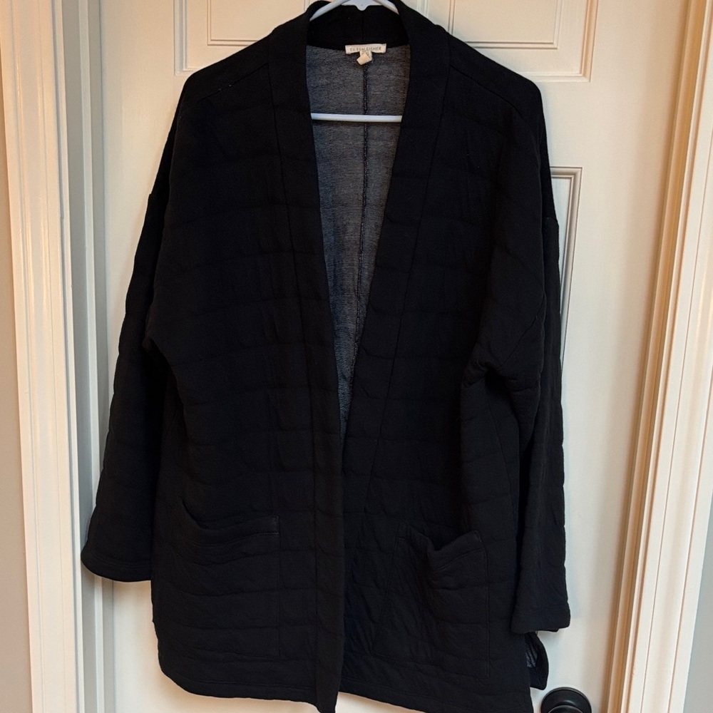 Eileen Fisher Black Quilted Women's Jacket very soft knit material